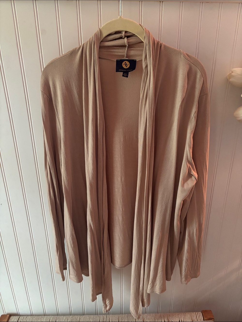 Adrienne Vittadini Wrap-Front Light Cardigan in Beige